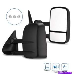 US~[ 1999N2006ÑVo[hGMCVG1500/2500/3500̃yA}jAgETCh~[ Pair Manual Tow Side Mirrors for 1999-2006 Silverado GMC Sierra 1500/2500/3500