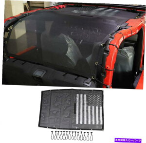 J[Jo[ TVF[hbVgbvUVTVF[hJo[2018+W[vO[JL 2hAUSAtO Sunshade Mesh Top UV Sun Shade Cover for 2018+ Jeep Wrangler JL 2-Door USA Flag