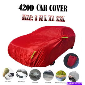 カーカバー ユニバーサルフルカーカバーセダン防水屋外ダストスノーサンプロテクターレッド Universal Full Car Cover Sedan Waterproof Outdoor Dust Snow Sun Protector Red