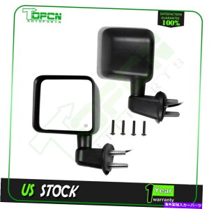 US~[ 07-172̃ZbgW[vO[yAubN~[}jAtH[hp[M Set of 2 For 07-17 Jeep Wrangler Pair Black Mirrors Manual Fold Power Heated