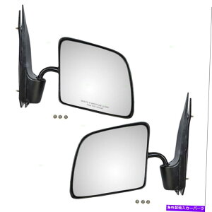 US~[ yATCh}jA~[tBbg92-07tH[hEV[YoZbgXCObNph^Cv Pair Side Manual Mirrors fits 92-07 Ford E-Series Van Set Swing Lock Paddle Type