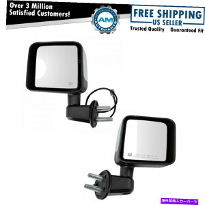 US�~���[ �W�[�v�����O���[�p��2�s�[�X�~���[�Z�b�gLH��RH�T�C�h�p���[���M�N�����L���b�v 2 Piece Mirror Set LH & RH Sides Power Heated Chrome Cap for Jeep Wrangler�y���s�A���i�z