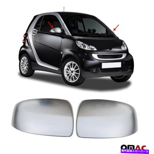 US~[ SMART FORTWO 2008-2015XeXuVtNTCh~[Jo[LbvZbg Fits Smart ForTwo 2008-2015 Stainless Brushed Chrome Side Mirror Cover Cap Set