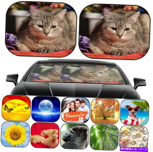 �T���V�F�[�h �T���V�F�[�h�t�����g�K���X2 PC���j�o�[�T���t�B�b�g�摜23807272�Ԃ̒��̔L Sun Shade Windshield 2 pc Universal Fit Image 23807272 cat among the flowers�y���s�A���i�z