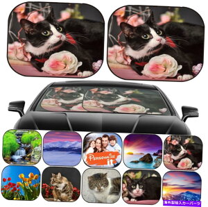 TVF[h Ԃ̃tgKX̂߂̃TVF[h2 PCjo[TtBbg摜23580309CA Sunshade for Car Windshield 2 pc Universal Fit Image 23580309 black and white ca