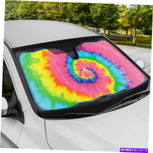 TVF[h J[EBhEAR[fBÎ߂̃lN^C_CVF[hC[W[tH[hXg[WI[gANZT[57x27 Tie Dye Sunshade for Car Window Accordion Easy Fold Storage Auto Accessory 57x