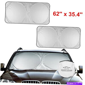 TVF[h 2x܂肽݉\ȑ傫ȃTVF[hgbNԃtgKXoCU[UVubNJo[veN^[ 2x Foldable Large Sun Shade Truck Car Windshield Visor UV Block Cover Protector