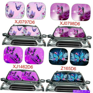 TVF[h 2PCJ[I[gtgKXveN^[o^tCfUCtgEBhETVF[hoCU[ 2PC Car Auto Windshield Protector Butterfly Design Front Window Sun Shade Visor