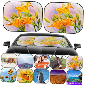 サンシェード サンシェードカーフロントガラス2 PCユニバーサルフィット画像ID：24524032イエローリリーフロー Sun Shade Car Windshield 2 pc Universal Fit Image ID: 24524032 Yellow lily flowe