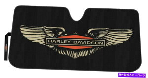 TVF[h n[[_rbh\jo[TAR[fBII[gTVF[hAꂵ߂ꂽH-dEBOX - ubN Harley-Davidson Universal Accordion Auto Sunshade, Distressed H-D Wings - Black