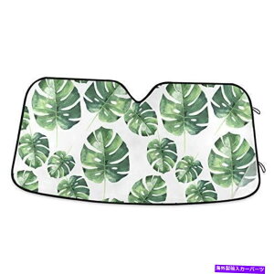 TVF[h tgKXA̐ʃV̗t̐܂肽݉\ȑ̓AubN Windshield Sun Shade Watercolor Palm Leaves Foldable Window Shade Blocks