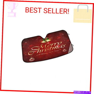 サンシェード アラザレッドスターリーメリークリスマスベルカーフロントガラス日陰の日陰ブロックUVレイズsu ALAZA Red Starry Merry Christmas Bell Car Windshield Sun Shade Blocks UV Rays Su
