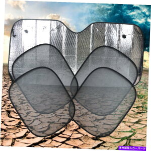 TVF[h 5pcs܂肽݉\ȎԃtgATChEBhETVF[hXN[oCU[V[hJo[kd 5pcs Foldable Car front Rear Side Window Sun Shade Screen Visor Shield Cover kd