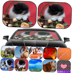 サンシェード 車のフロントガラスサンシェード2 PCユニバーサルフィットイメージ26506999ポメラニアの子犬 Car Windshield Sunshade 2 pc Universal Fit Image 26506999 Pomeranian puppy