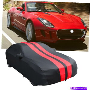 J[Jo[ TeXgb`ubN +Ԃ̕oԂ̃Jo[WK[F^Cv̂߂̃XNb` Satin Stretch Indoor Black +Red Dustproof Car Cover Scratch For Jaguar F-Type