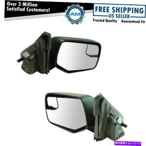 US~[ GNXeA~[ubNeNX`p[W/X|b^[KXLHRHyAtH[hV Exterior Mirror Black Textured Power w/ Spotter Glass LH & RH Pair for Ford New