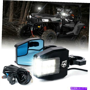 US~[ A~jEUTVTChr[~[t~[LEDX|bgCg1.6 "-2"[o[ATV UTVɓK܂ Aluminium UTV Side View Mirrors w/ LED Spot Lights Fits 1.6"-2" Roll Bar ATV UTV