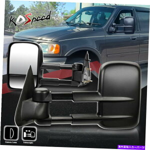 US~[ 97-04tH[hF150-250̃ubNi}jA+]A[jTChg[CO~[ Black (MANUAL ADJUST+TELESCOPIC ARM) Side Towing Mirrors for 97-04 Ford F150-250