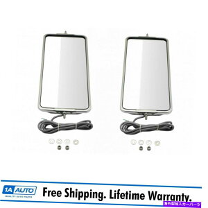 US~[ 16 "x 7"XeX|C݃~[yALED}[J[CgLHRHTCh 16" x 7" Stainless Steel West Coast Mirror Pair LED Marker Light LH & RH Sides