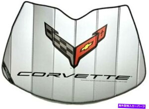 TVF[h C8RxbgTVF[h - SAR[fBIX^C≏ꂽF C8 Corvette Sunshade - Crossed Flags Logo Accordion Style Insulated Shade