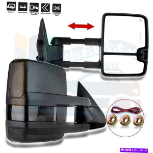 US�~���[ 1999�N����2002�N�̃V���o�[�h�V�G���̃p���[LED�M�������v�T�C�h�g�[�C���O�~���[�y�A Power LED Signal Lamp Side Towing Mirrors Pair For 1999-2002 Silverado Sierra�y���s�A���i�z
