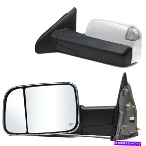US~[ 02-08̃N_bWRAM 1500 03-09 2500/3500MLEDM Chrome Towing Mirrors For 02-08 Dodge Ram 1500 03-09 2500/3500 Heated LED Signal