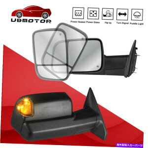 US�~���[ 2009-2012 RAM 1500 w/ puddle�����v��2�d�͉��M�^�[���V�O�i���g�E�~���[���Z�b�g Set 2 Power Heated Turn Signal Tow Mirrors For 2009-2012 Ram 1500 W/ Puddle Lamp�y���s�A���i�z