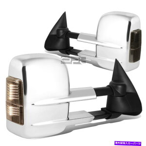 US~[ tBbg03-06Vo[h/VGp[+X[NVOiLEDN[TCh~[yA Fit 03-06 Silverado/Sierra Power+Smoke Signal Led Chrome Towing Side Mirror Pair