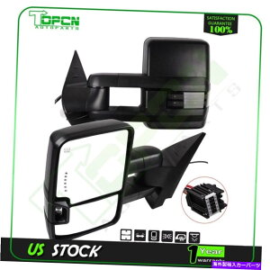 US~[ ~[07-14V{[GMCp̃p[MMyA Towing Mirrors Power Heated Side Puddle Signal Light Pair For 07-14 Chevy GMC