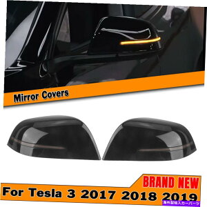 US~[ eXf3 2017 2018-2021p̃J[obNr[TCh~[Jo[LbvtLEDCg Car Rearview Side Mirror Cover Cap W/ LED Light For Tesla Model 3 2017 2018-2021