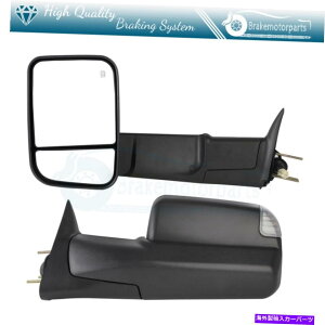 US�~���[ 98-02�_�b�WRAM�}�j���A���t�H�[���h��LH+RH W/�M���p�̃y�A�p���[���M������~���[ Pair Power Heated Towing Mirror For 98-02 Dodge Ram Manual Fold & LH+RH W/Signal