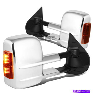 US~[ tBbg07-13Vo[h/VGp[+Ao[MLEDN[TCh~[yA Fit 07-13 Silverado/Sierra Power+Amber Signal Led Chrome Towing Side Mirror Pair