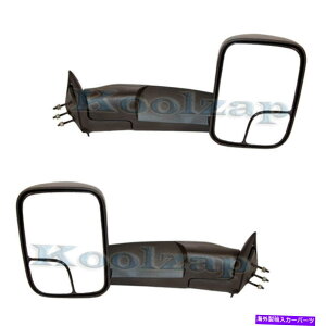 US~[ _bWsbNAbvgbN̂~[}jA܂肽݃eNX`ubNZbgyA For Dodge Ram Pickup Truck Towing Mirror Manual Folding Textured Black SET PAIR