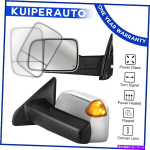 US�~���[ �y�A�i2�j2002�N����2009�N�̃_�b�W�����̃N�����p���[���M��������^�[���V�O�i�� Pair(2) Chrome Power Heated Towing Mirrors Turn Signal For 2002-2009 Dodge Ram�y���s�A���i�z