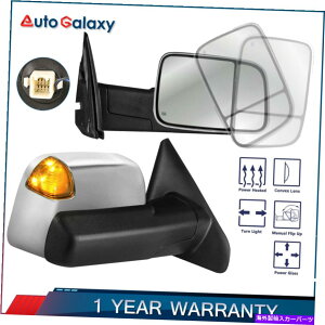 US�~���[ 2002�N����2008�N�̃_�b�W����1500�̃^�[���M���t���y�A�N�����p���[���M������ Pair Chrome Power Heated Tow Mirrors w/ Turn Signal For 2002-2008 Dodge Ram 1500�y���s�A���i�z