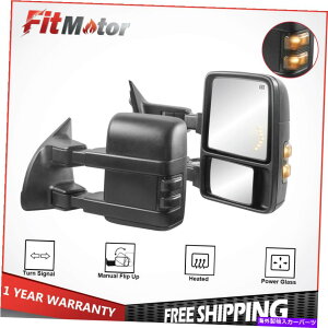 US~[ 99-07tH[hF250 F350 F450 F550̃p[MbhM Power Heated LED Signal Tow Mirrors For 99-07 Ford F250 F350 F450 F550 One Pair