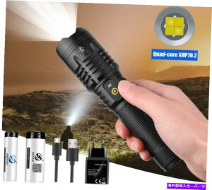 supports shock LEDdUSB[d\Ȗhg[`Y[\ȋ͂5[hXHP70.2 LED Flashlight USB Rechargeable Waterproof Torch Zoomable Powerful 5Mode XHP70.2