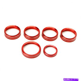 Dashboard Cover エアコンスイッチノブリングボタンカバーフォード16-18 6PC（赤）のトリムキット Air Conditioner Switch Knob Ring Button Cover Trim Kit For Ford 16-18 6pcs (Red)