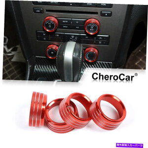Dashboard Cover tH[h}X^Ô߂̐ԂGARXCb`mut[Jo[gO2011-14 Red Air Conditioning Switch Knob Frame Cover Trim Ring For Ford Mustang 2011-14
