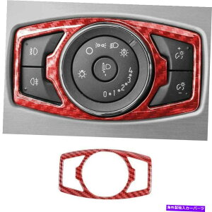 Dashboard Cover �t�H�[�h�}�X�^���O�̃��b�h�J�[�{���t�@�C�o�[�w�b�h���C�g�{�^���t���[���J�o�[�g����2015-2022 Red Carbon Fiber Headlight Button Frame Cover Trim For Ford Mustang 2015-2022�y���s�A���i�z