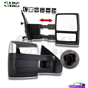 US�~���[ �y�A�p���[�V�O�i�������܂胉�C�g���M�N�����T�C�h�g�E�~���[2004-14 F-150�ɓK������ Pair Power Signal Puddle Light Heated Chrome Side Tow Mirrors Fits 2004-14 F-150�y���s�A���i�z