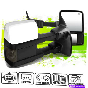 US�~���[ Ford F250-550 08-16�p�̃N�����쓮���M�X���[�NLED�M���T�C�h�g�E�~���[ Chrome Powered Heated Smoked LED Signal Side Tow Mirror for Ford F250-550 08-16�y���s�A���i�z