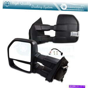 US�~���[ 2015-2020�t�H�[�hF-150�t���A�����v+�M�������v+�v���O�̃u���b�N�p���[���M�~���[ Black Power Heated Mirrors For 2015-2020 Ford F-150 Floor Lamp+Signal Lamp+Plug
