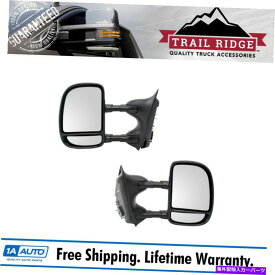 USミラー トレイルリッジトウミラーマニュアルフォードSDピックアップエクスカーション用の黒いペア Trail Ridge Tow Mirror Manual Textured Black Pair for Ford SD Pickup Excursion