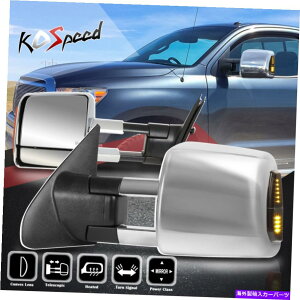 US�~���[ 07-16�c���h���̃N�����i�쓮+���M+���M+�X���[�NLED�M���j�T�C�h�g�[�C���O�~���[ Chrome (POWERED+HEATED+SMOKED LED Signal) Side Towing Mirrors for 07-16 Tundra�y���s�A���i�z