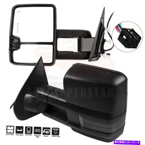 US~[ yAp[MLEDM܂胉CgVo[hGMC̃gE~[ Pair Power Heated LED Signal Puddle Light Tow Mirrors For Chevy Silverado GMC