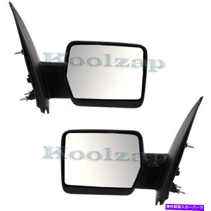US~[ 09-10 F150sbNAbvgbNAr[~[}jAeNX`ubNtH[hZbgyA For 09-10 F150 Pickup Truck Rear View Mirror Manual Texture Black Fold SET PAIR
