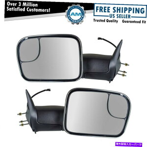 US~[ TCh~[}jAM94-01sbNAbvpɃNyAZbg Side Mirror Manual Signal Towing Flip Up Chrome Pair Set for 94-01 Ram Pickup