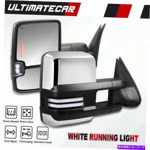US~[ 03-07V{[Vo[hGMCVG̃yANp[M~[ Pair Chrome Power Heated LED Towing Mirrors For 03-07 Chevy Silverado GMC Sierra