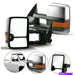 US�~���[ Chevy / GMC Trucks 2014-2017�p��2�̐V����Chrome Amber Tow Telescopic Mirror Set 2 New Chrome Amber Tow Telescopic Mirror Set of 2 For Chevy / GMC Trucks 2014-2017�y���s�A���i�z